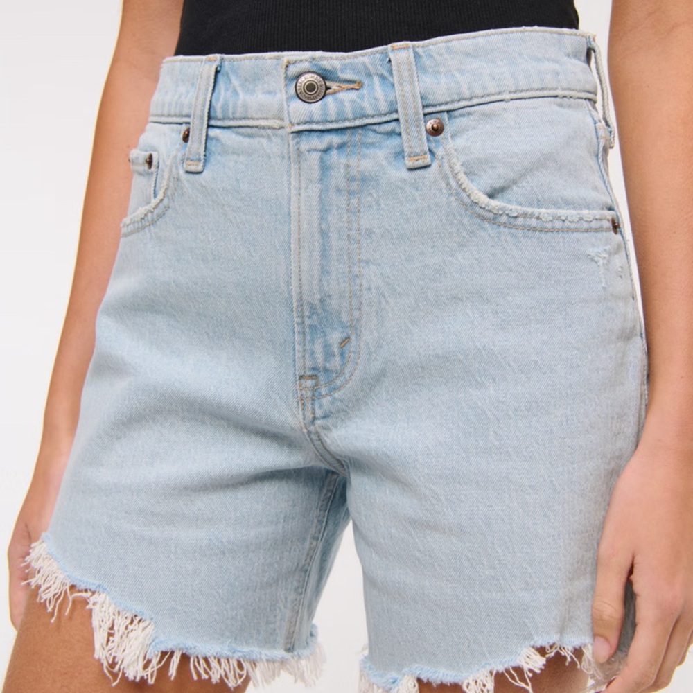 Abercrombie & Fitch Blue Jean Shorts with Vintage Distressed Look